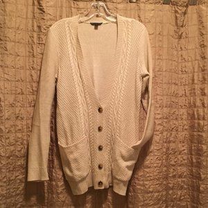 Cream Cardigan Sweater w/ Pockets - S